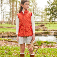 Little English traditional children's clothing. Unisex quilted orange vest for Fall