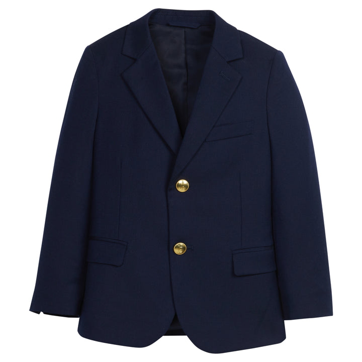 Little English traditional wool blazer for boys, classic navy blazer with gold buttons