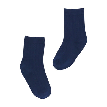 Little English traditional children's clothing. Unisex navy crew sock for fall