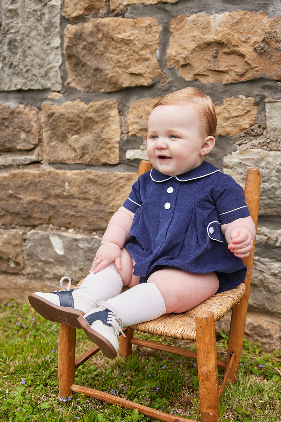 Navy Davant Bubble, Little English Traditional Children's Clothing, navy corduroy bubble