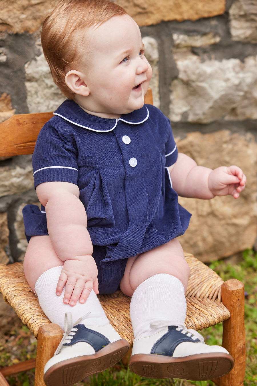 Navy Davant Bubble, Little English Traditional Children's Clothing, navy corduroy bubble