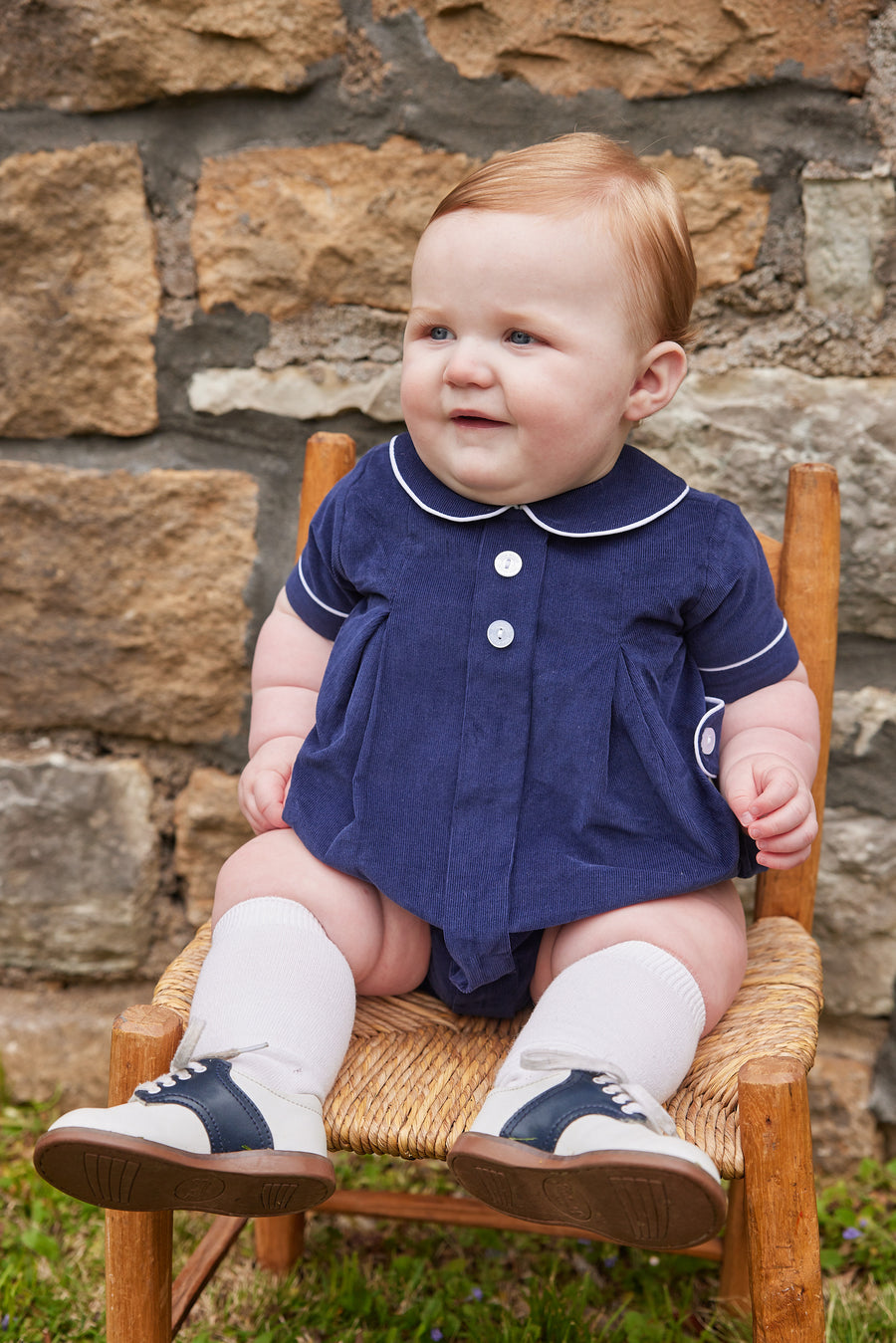 Navy Davant Bubble, Little English Traditional Children's Clothing, navy corduroy bubble