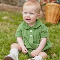 Little English traditional clothing, davant bubble in watercress corduroy with buttons on chest for baby boy