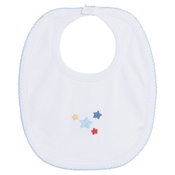 Little English traditional children's clothing, classic knit bib with star embroidery in center