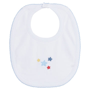 Little English traditional children's clothing, classic knit bib with star embroidery in center