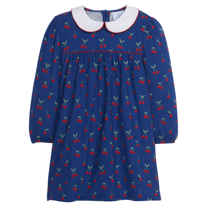 Little English traditional children's clothing, Evelyn dress with cherry pattern and long sleeves for little girl