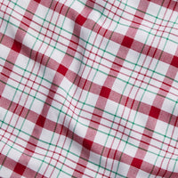 Little English red green and white pajama Holiday Plaid fabric swatch closeup example