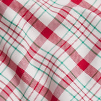 Little English red green and white Holiday Plaid fabric swatch closeup example 