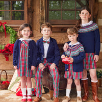  Little English traditional children's clothing, Highlands Fair Isle sweater in navy