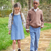 little english classic childrens clothing, classic pant in stormy blue corduroy for little boys