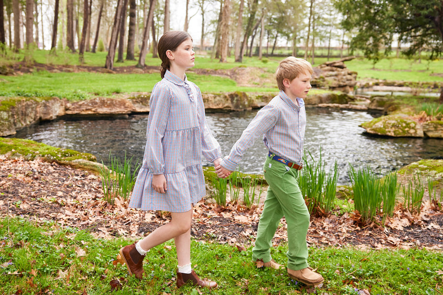 Little English traditional children's clothing.  Classic watercress green corduroy pants for boy.