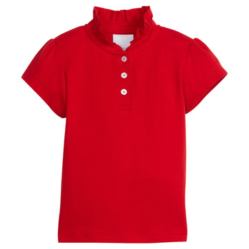 Little English classic children's clothing.  Red polo with ruffled collar for girls for Fall