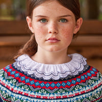  Little English traditional children's clothing, Highlands Fair Isle cardigan in navy