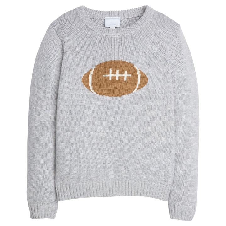 Little English classic childrens clothing toddler boys gray knit sweater with football motif on chest