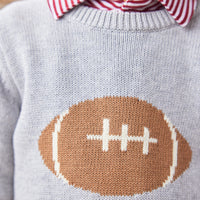 Little English classic childrens clothing toddler boys gray knit sweater with football motif on chest