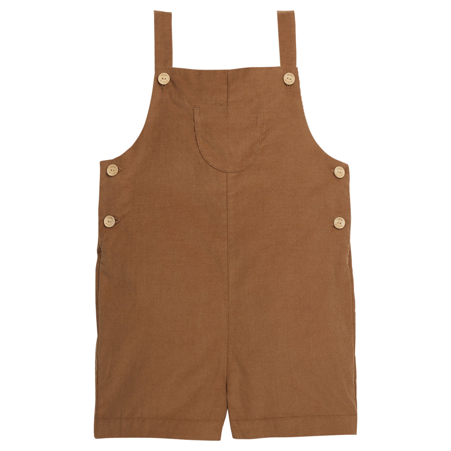 little english classic childrens clothing boys brown corduroy shortall with wooden buttons