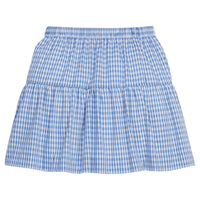 Little English traditional children's clothing. Gray blue and white gingham skirt for older girls for Fall