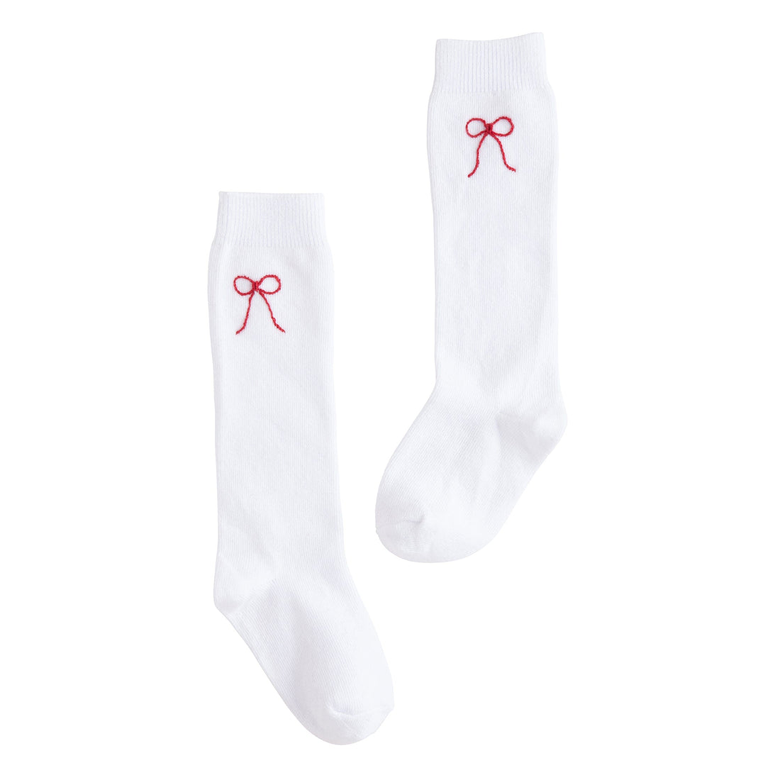 classic childrens clothing girls white knee high socks with embroidered red bow