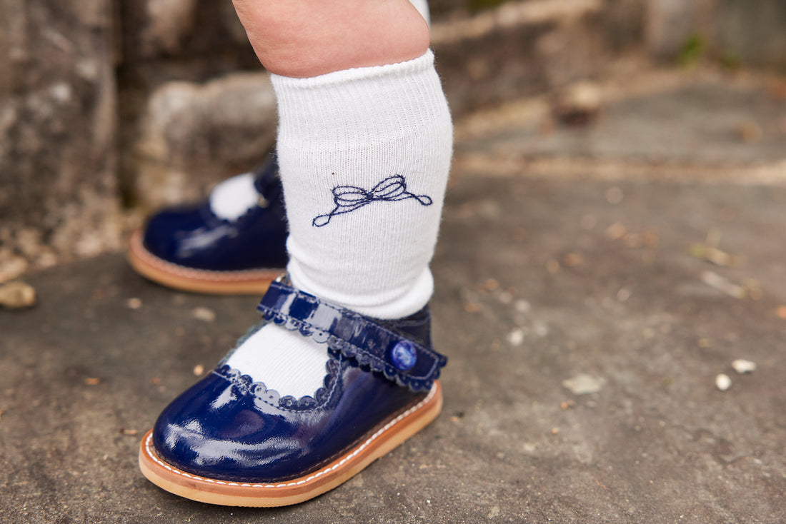 Knee Highs - Navy Bow, Little English, classic children&