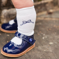 Knee Highs - Navy Bow, Little English, classic children's clothing, preppy children's clothing, traditional children's clothing, classic baby clothing, traditional baby clothing