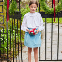 Little English traditional clothing, skirt in alpine corduroy with bow on waistband for little girl