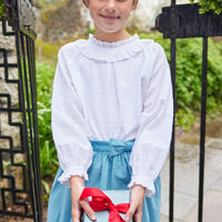 Little English traditional clothing, skirt in alpine corduroy with bow on waistband for little girl