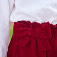 Little English traditional children's clothing, Paperbag bow skirt in winterberry color with bow around waistline, for little girl