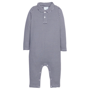little english classic childrens clothing boys long sleeve navy striped romper