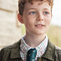 Little English traditional children's clothing.  Boy's hunter green patterned neck tie with mallards for formal occasions.