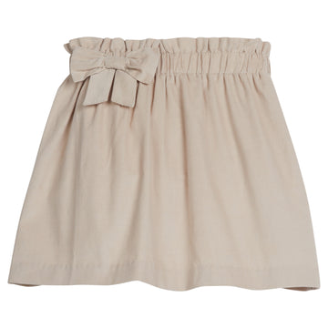 classic childrens clothing girl skirt with elastic waist and bow on side in stone corduroy 