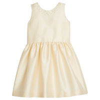 Little English traditional children's clothing, Pearl Dress in champagne color with pearls around neckline, for little girl