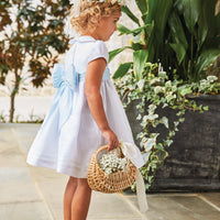 Little English light blue flower girl sash