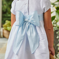 Little English light blue flower girl sash