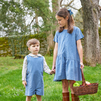 Asymmetrical Jillian Dress - Stormy Blue Corduroy