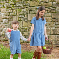 Little English traditional children's clothing. Brown and blue plaid peter pan shirt for boys for Fall