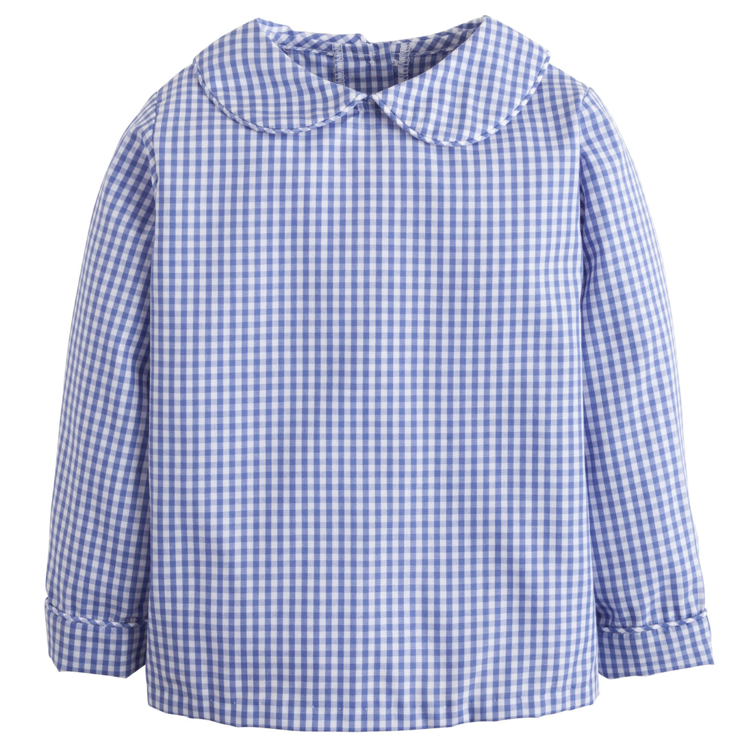 little english classic chidlrens clothing boys royal blue gingham shirt with peter pan collar