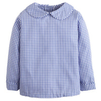 little english classic chidlrens clothing boys royal blue gingham shirt with peter pan collar