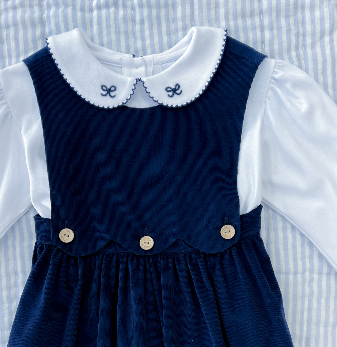 Pinpoint Peter Pan Blouse - Navy Bow