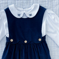 Pinpoint Peter Pan Blouse - Navy Bow