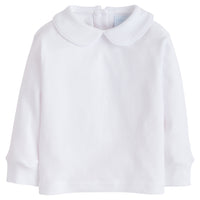 little english classic childrens clothing boys white shirt with peter pan collar and white piping on the collar