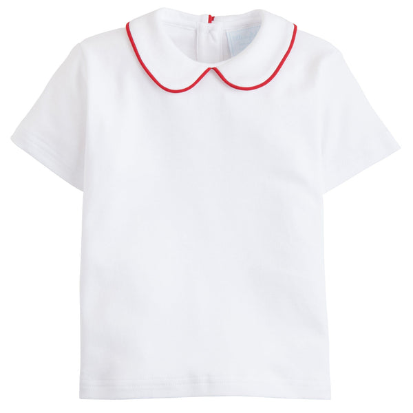 Little English | Boy & Girl Red Trimmed Peter Pan Collared Shirt 4T