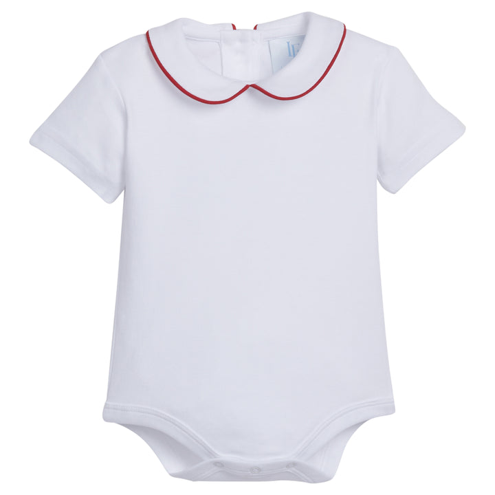 Little English classic children's clothing, baby boy's knit onesie with piped peter pan collar