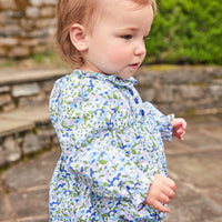 Little English traditional children's clothing.  Pink, blue, and green floral bubble for baby girls for Fall