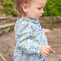 Little English traditional children's clothing.  Pink, blue, and green floral bubble for baby girls for Fall