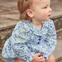 Little English traditional children's clothing.  Pink, blue, and green floral bubble for baby girls for Fall