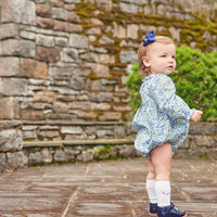 Little English traditional children's clothing.  Knee high socks for girls embroidered with flowers for fall