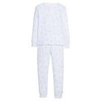 Little English traditional children's clothing, printed jammies with blue heart pattern for little boy