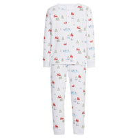 Little English traditional children's clothing, Printed Jammies in Christmas Village print for little boy