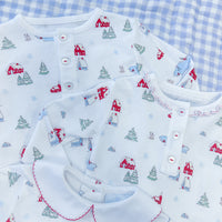 Little English traditional children's clothing, Printed Jammies in Christmas Village print for little boy