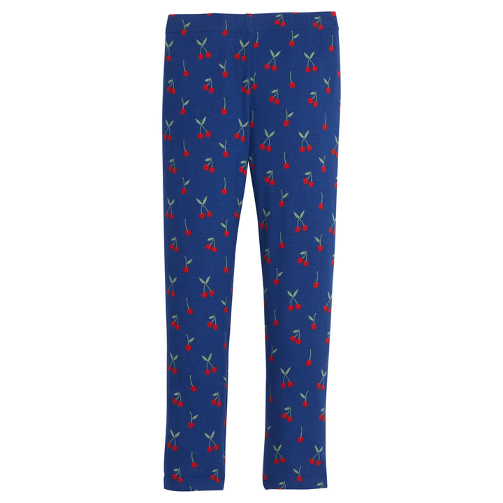 Little English traditional children's clothing.  Dark blue leggings with cherry print for girls for Fall